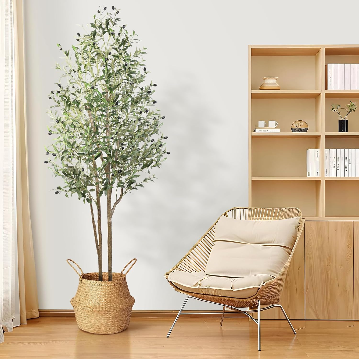 Alupssuc Olive Tree Artificial Plants with Lifelike Olive Leaves, Outdoor Indoor Fake Plants for Home Living Room Bedroom Balcony Corner Office Garden Decor, 180CM - Image 5