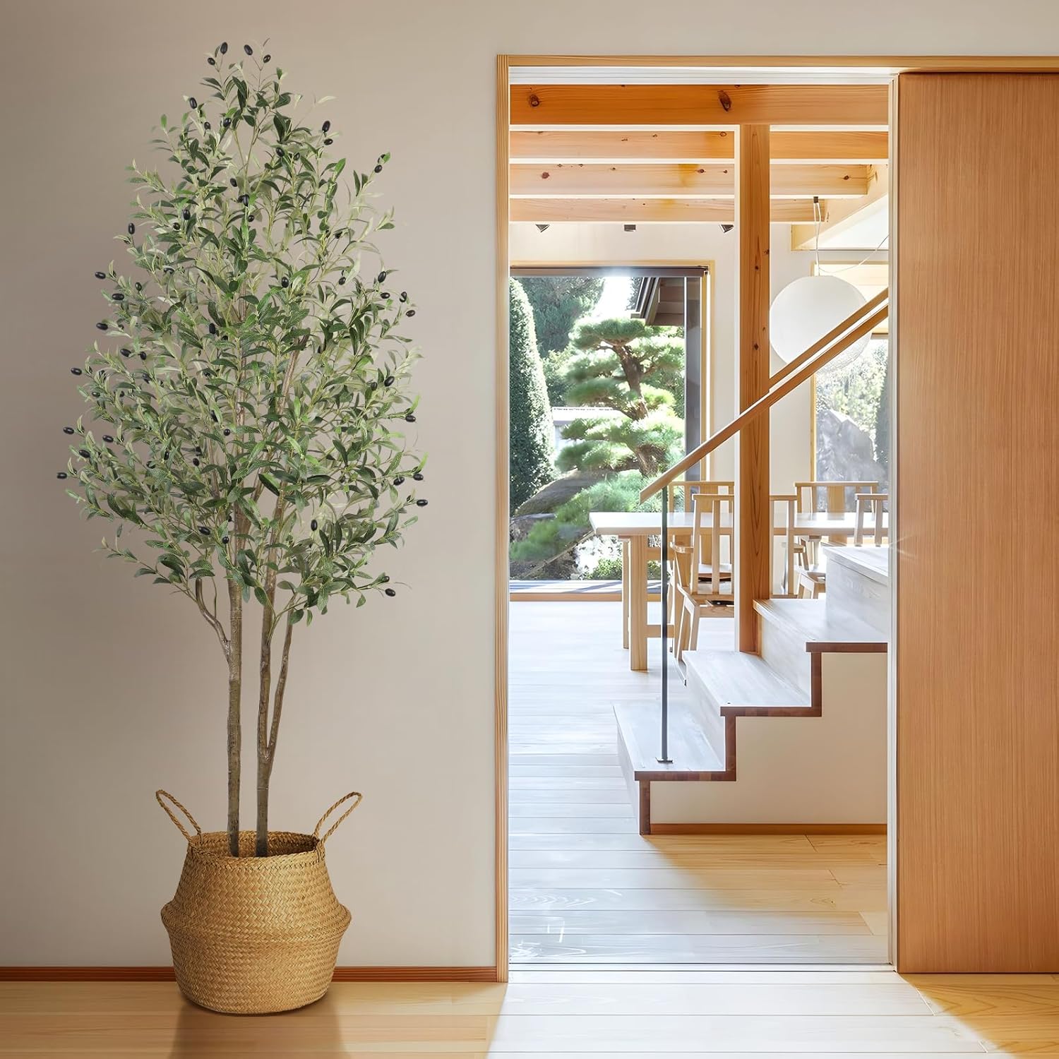 Alupssuc Olive Tree Artificial Plants with Lifelike Olive Leaves, Outdoor Indoor Fake Plants for Home Living Room Bedroom Balcony Corner Office Garden Decor, 180CM