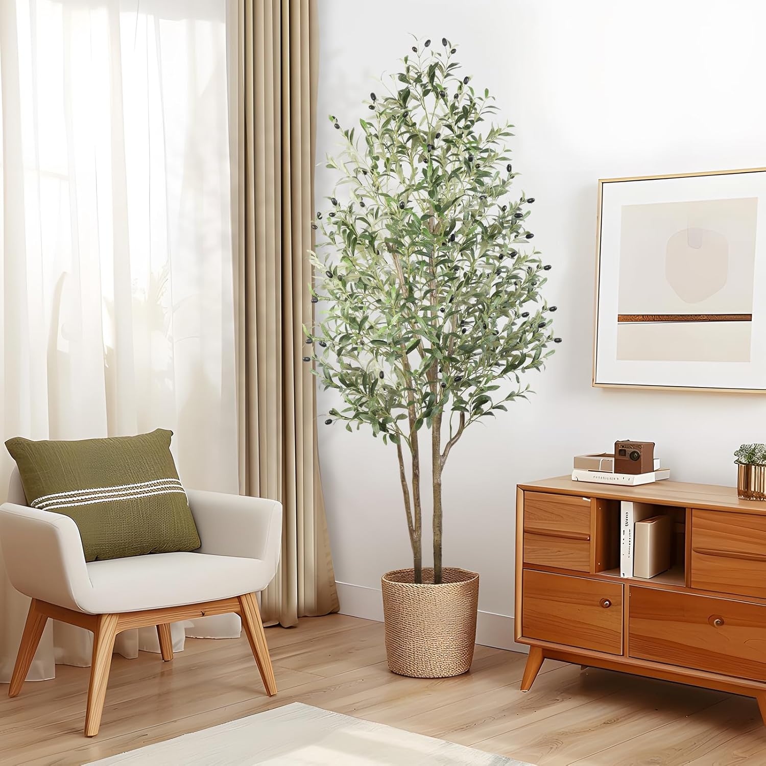 Alupssuc Olive Tree Artificial Plants with Lifelike Olive Leaves, Outdoor Indoor Fake Plants for Home Living Room Bedroom Balcony Corner Office Garden Decor, 180CM - Image 7