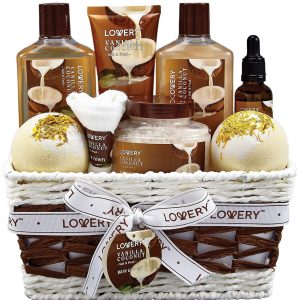 Gifts For Women Gift Basket for Women– 9 Piece Set of Vanilla Coconut Home Spa Set, Luxurious Valentines Day Gifts for Her, Bath and Body Sets Includes Fragrant Lotions, Large Bath Bombs, Coconut Oil