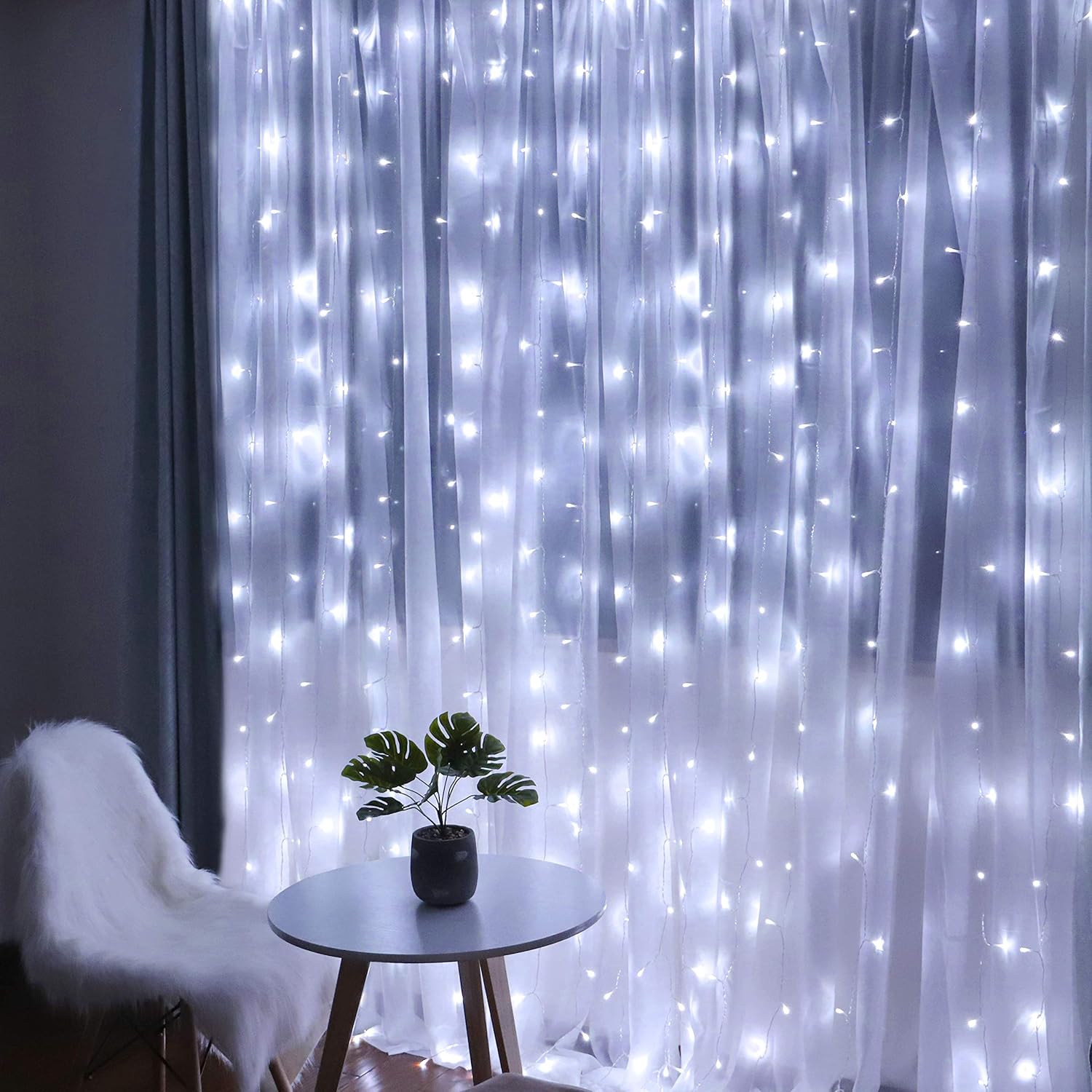 HEYFUNi 304 LED Curtain Lights Outdoor, 9.8Ft*9.8Ft Hanging String Lights Plug in with 8 Modes, Connectable Curtain Fairy Lights for Bedroom, Dorm, Christmas, Wall, Backdrop, Wedding Decor, White - Image 3