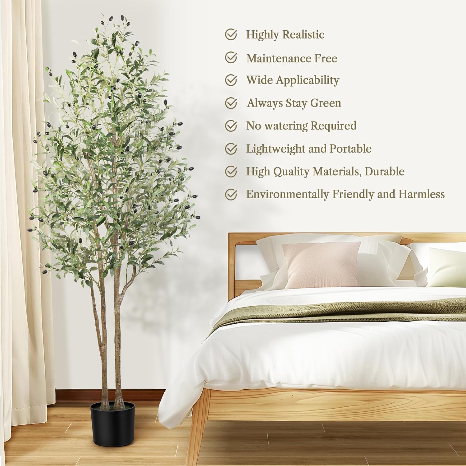 Alupssuc Olive Tree Artificial Plants with Lifelike Olive Leaves, Outdoor Indoor Fake Plants for Home Living Room Bedroom Balcony Corner Office Garden Decor, 180CM - Image 6